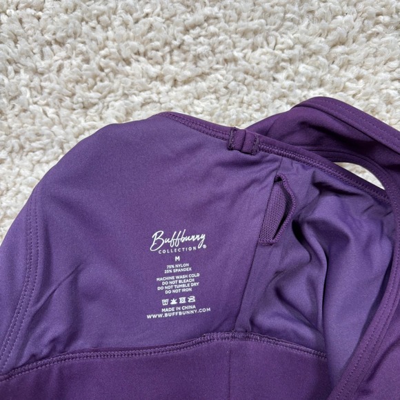 Buffbunny Collection Womens V-Neck Open Back Sports Bra Purple Medium - Picture 6 of 6